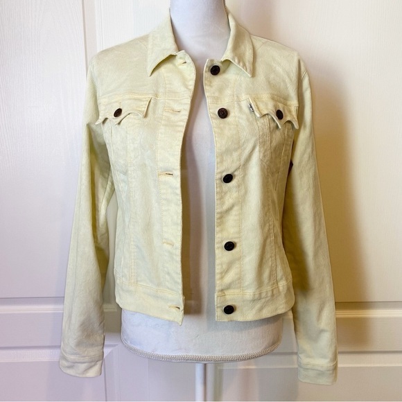 Levi’s Y2K Corduroy Trucker Jacket Pale Yellow Size Large - Picture 1 of 12